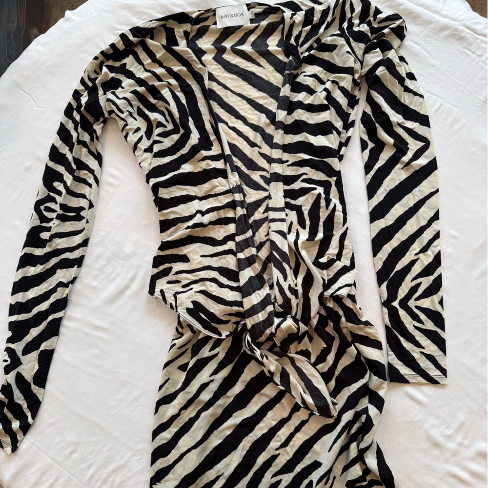 Rat & Boa Striped Mini Dress - Black and Cream